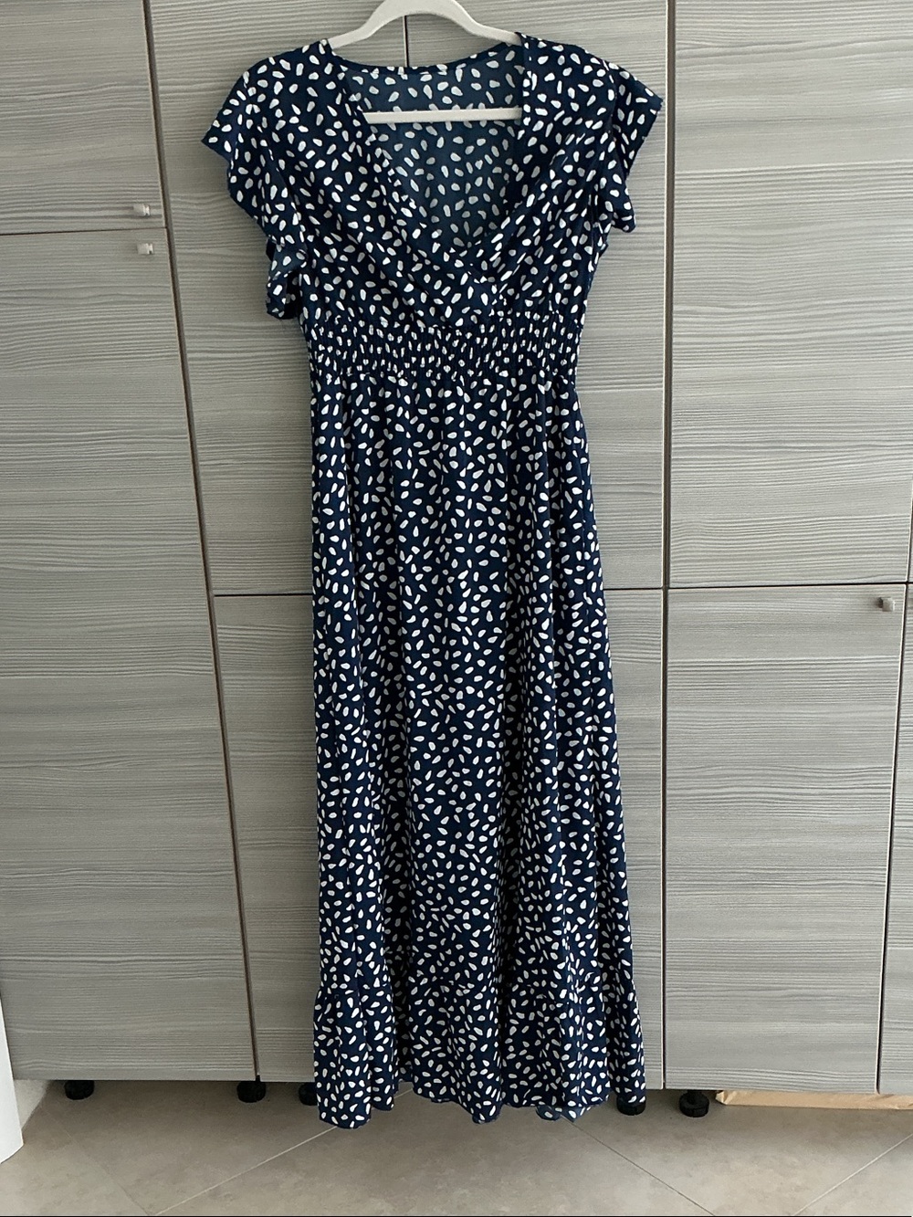 SHEIN Navy Blue Polka Dot Maxi Dress